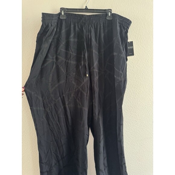 Lauren Ralph Lauren Womens Drawstring Plus Size Wide-Leg Jacquard Pants black 3x - Picture 7 of 10